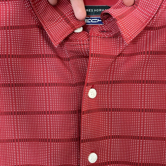 GREG NORMAN Men’s Red Collared Golf Shirt Medium - Picture 2 of 11
